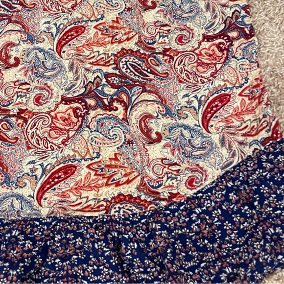 Umgee Womens Tunic Top Size S Floral Boho Mixed Media Ruffle Short Sleeve Crew - Picture 4 of 5